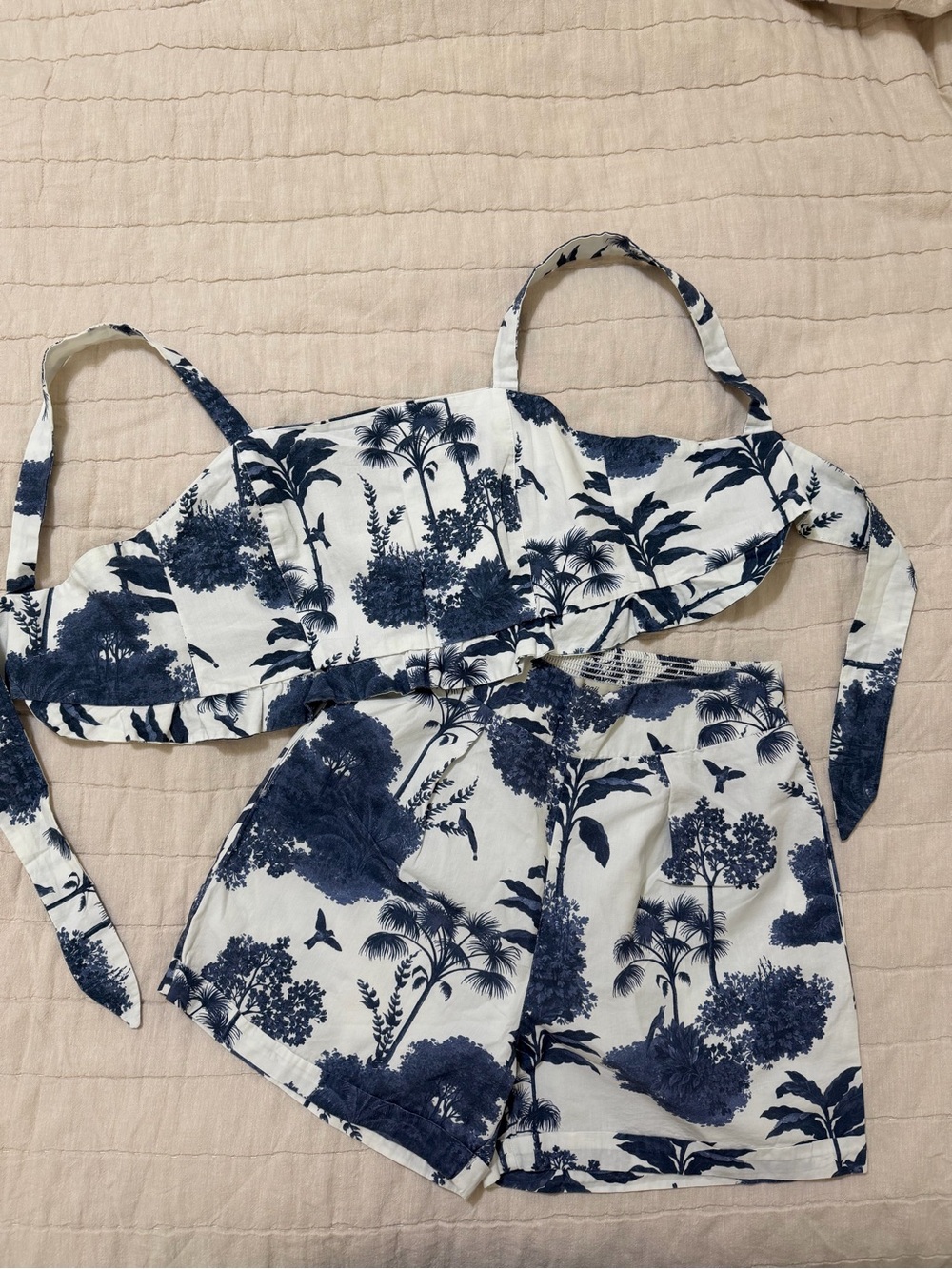 Maaji Navy and White Tropical Two-Piece Set